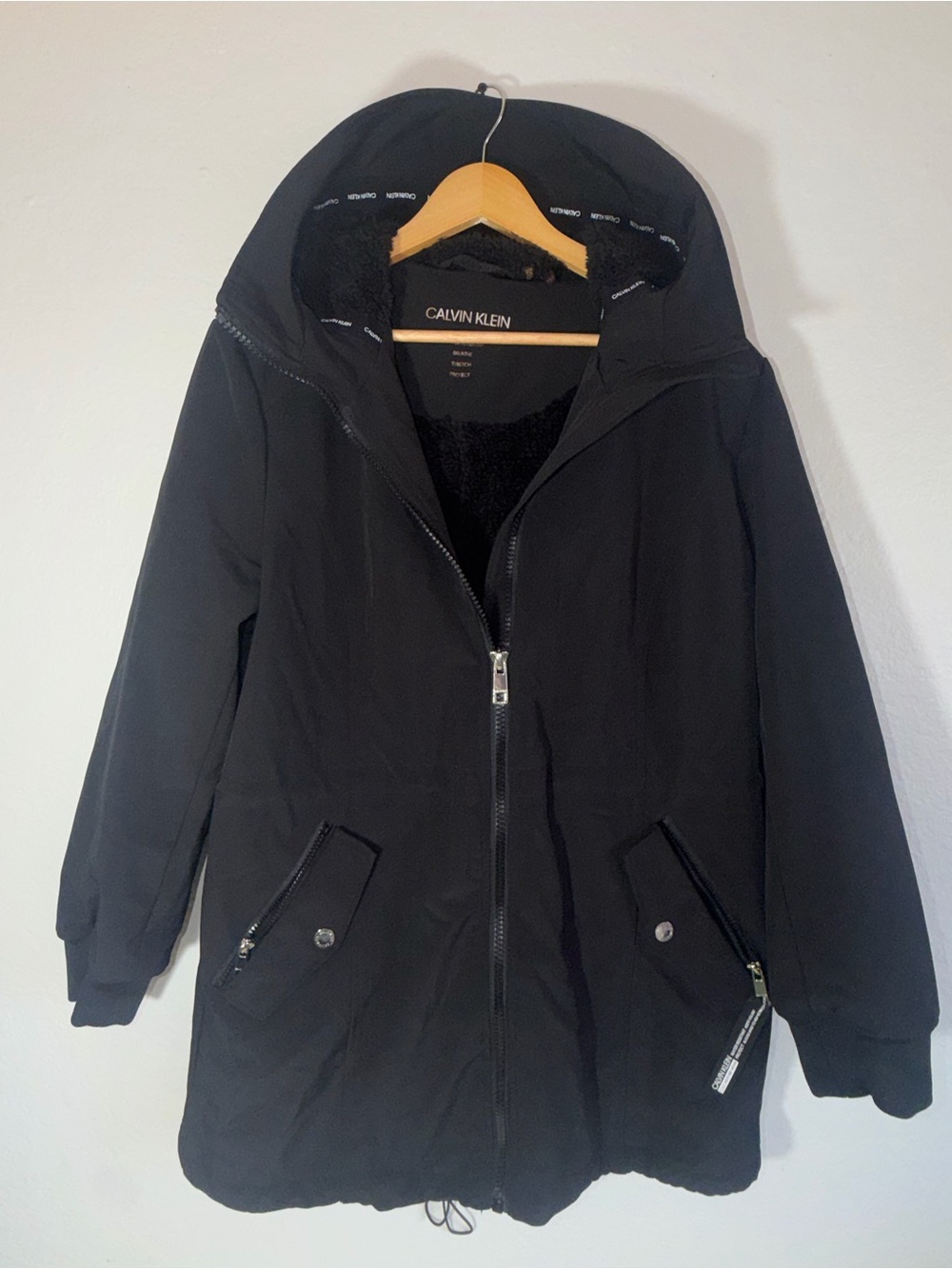 Calvin Klein Water Resistant Sherpa Lined Hooded Softshell Jacket Black XL